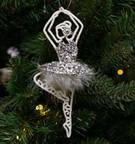 Ballerina sølv med fjerskørt