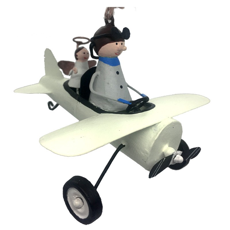 Flyvemaskine med pilot og skytsengel
