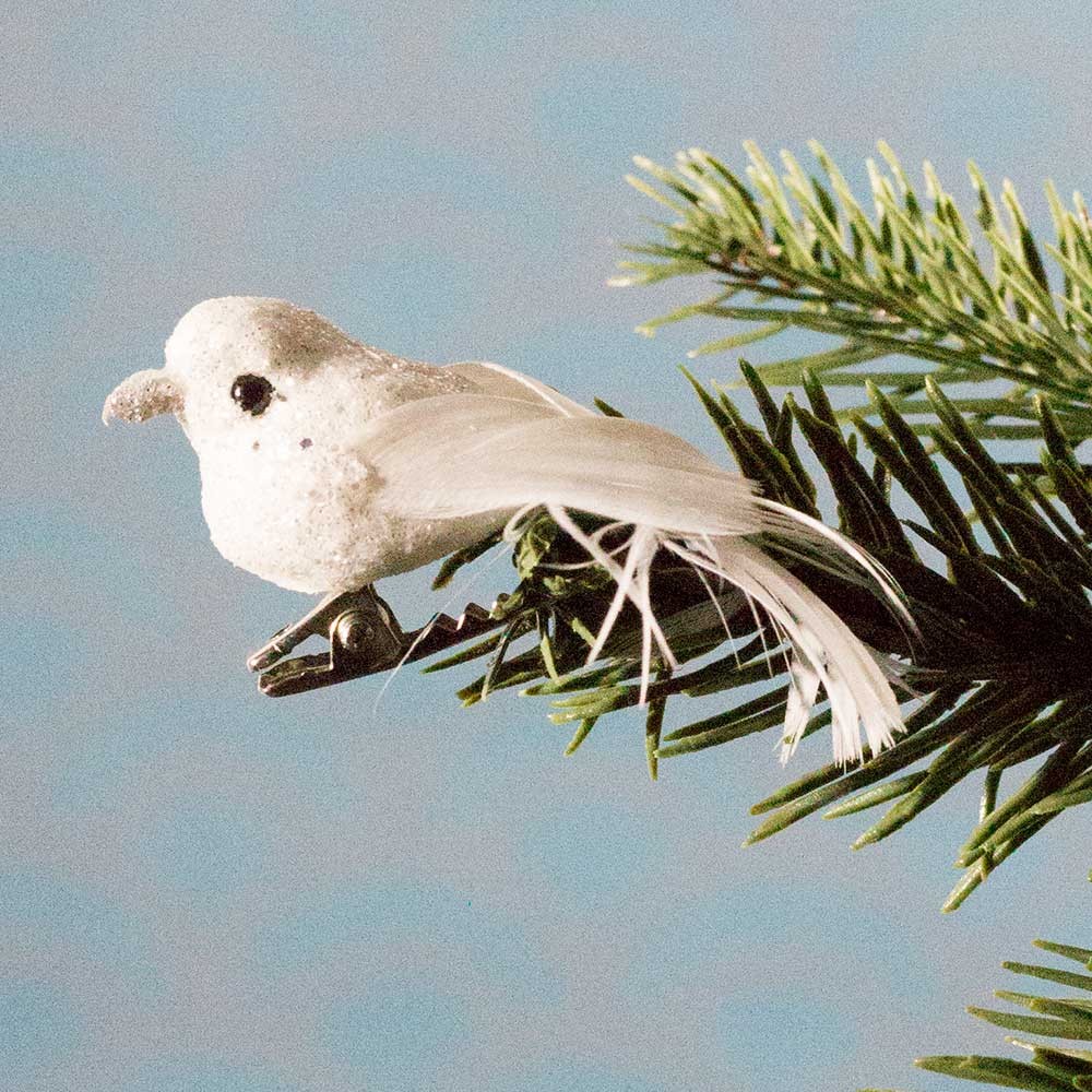 Julepynt- Fugl- Hvid- Mini