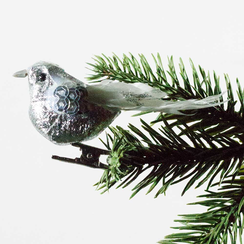 Julepynt- Fugl- Hvid- Splittet hale