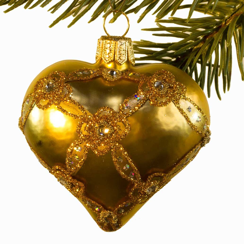 Glaskugle- Fabergé hjerte- Guld- Blomster