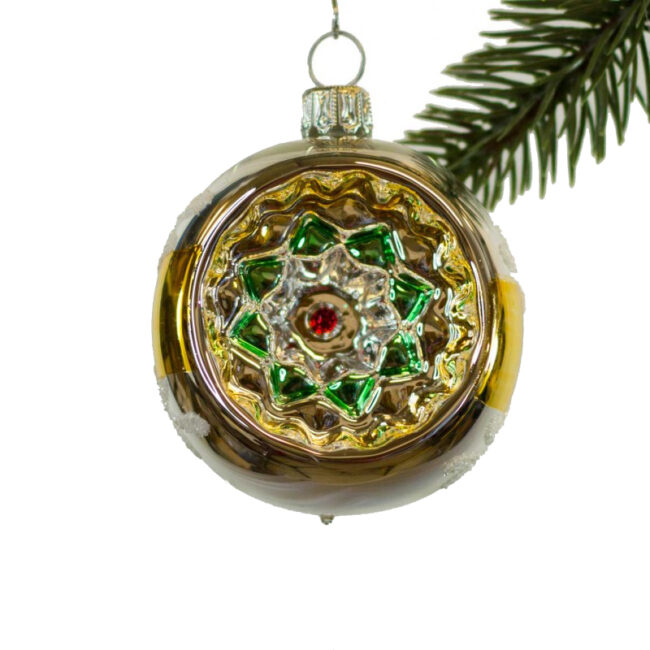 Glaskugle- Refleks- Bladranke- Sne- Guld