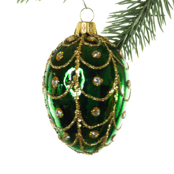 Glaskugle- Fabergé æg- Grøn- Gardin