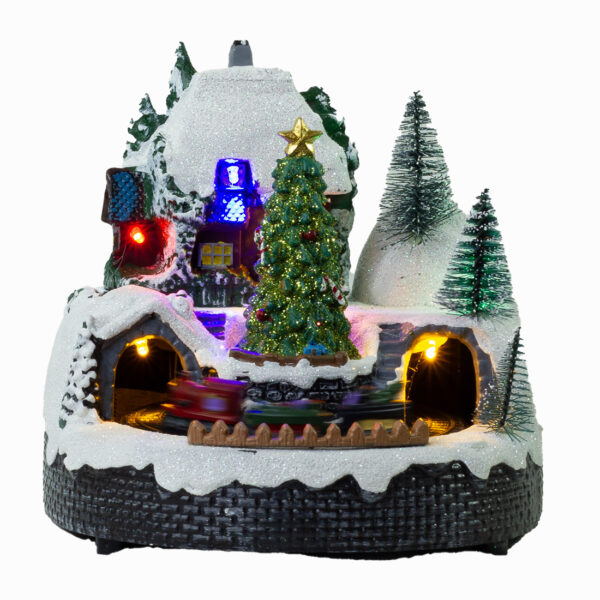 Juleby- Landskab- Juletræ- Tog igennem tunnel