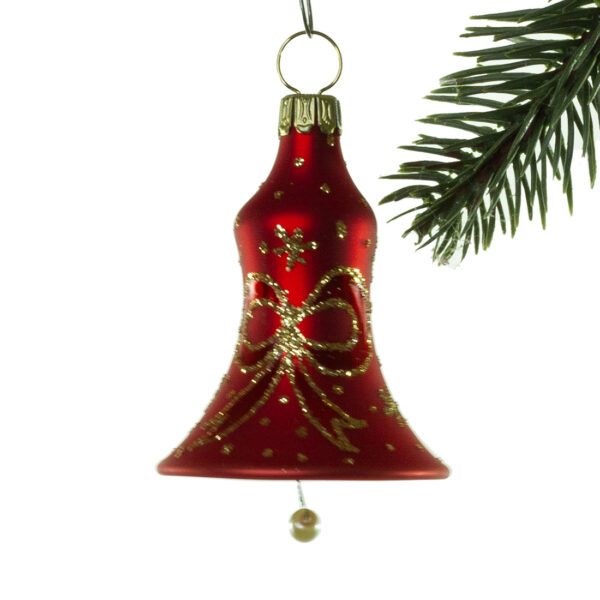 Glaskugle- Klokke- Rød- Sløjfe og stjerner