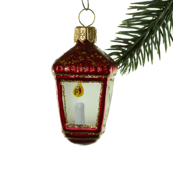 Glaskugle- Lygte- Rød- Glimmer